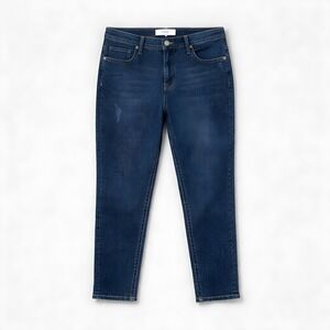 VGS Womens Dark Skinny Roll Up Slight Distress Jeans Embellished Pockets Size 14